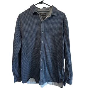 Tahari Mens Navy Stretch Button-Up Shirt Size XL Business, Casual Or Dressy​